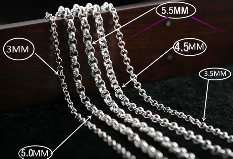 Pure Silver Chain For Women Men Sweater Link Real 999 Silver Necklace 16-24inchL