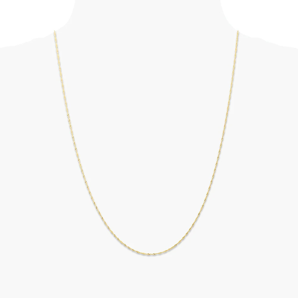 10K Yellow Gold 1mm Carded Singapore Chain Necklace 16″-24″