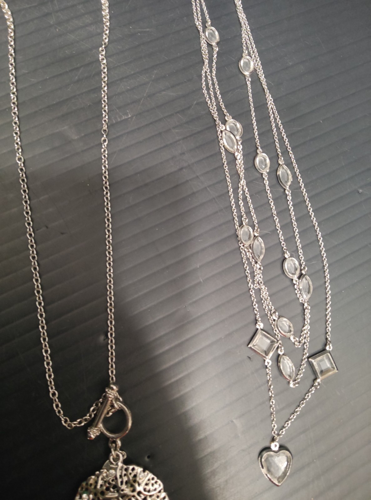 3pc Women’s Fashion Necklace Mixed Lot Metal Gold/Silver Tone Spike & Heart