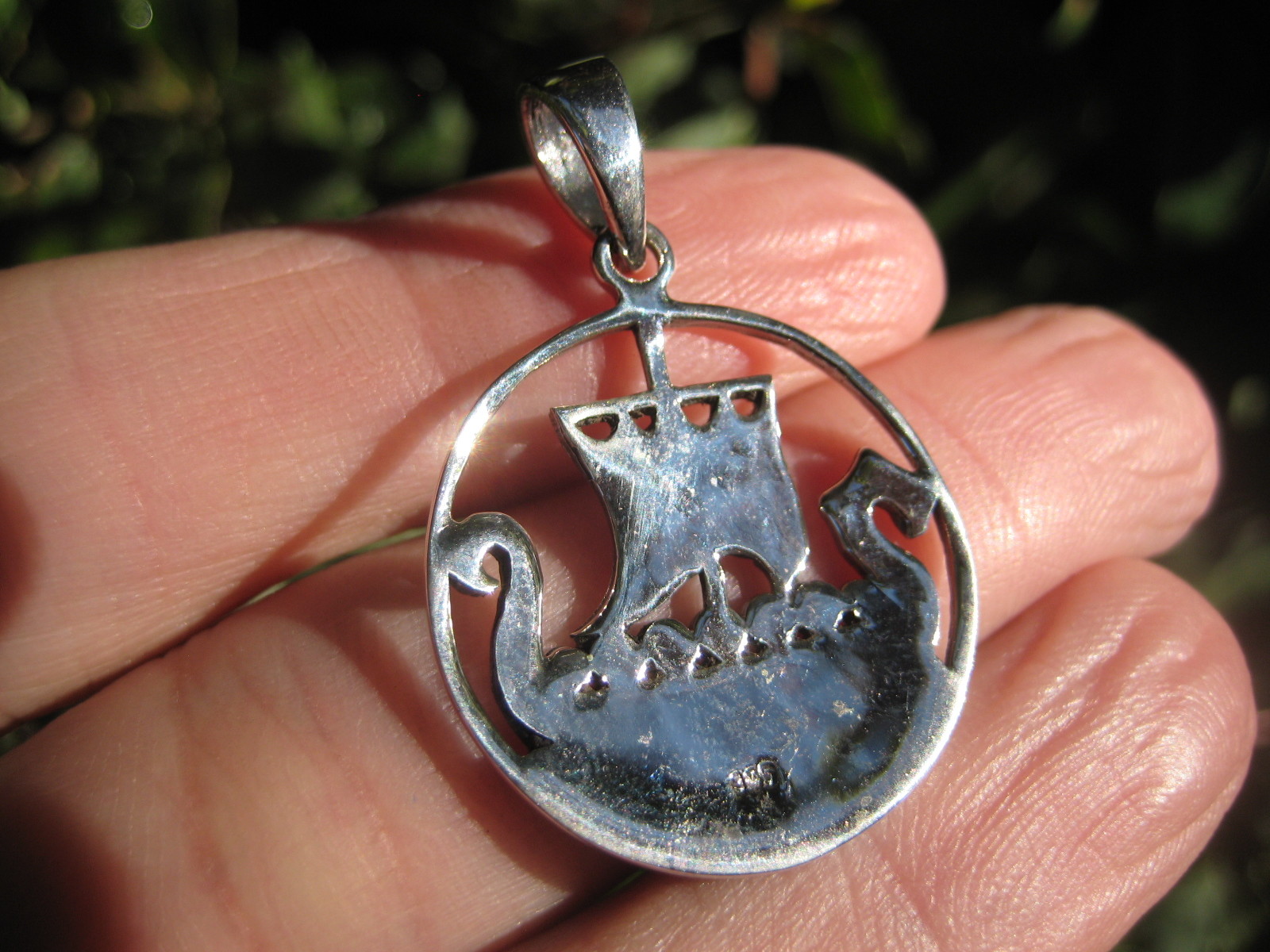 925 silver Norse viking ship boat pendant necklace Thailand jewelry art A14