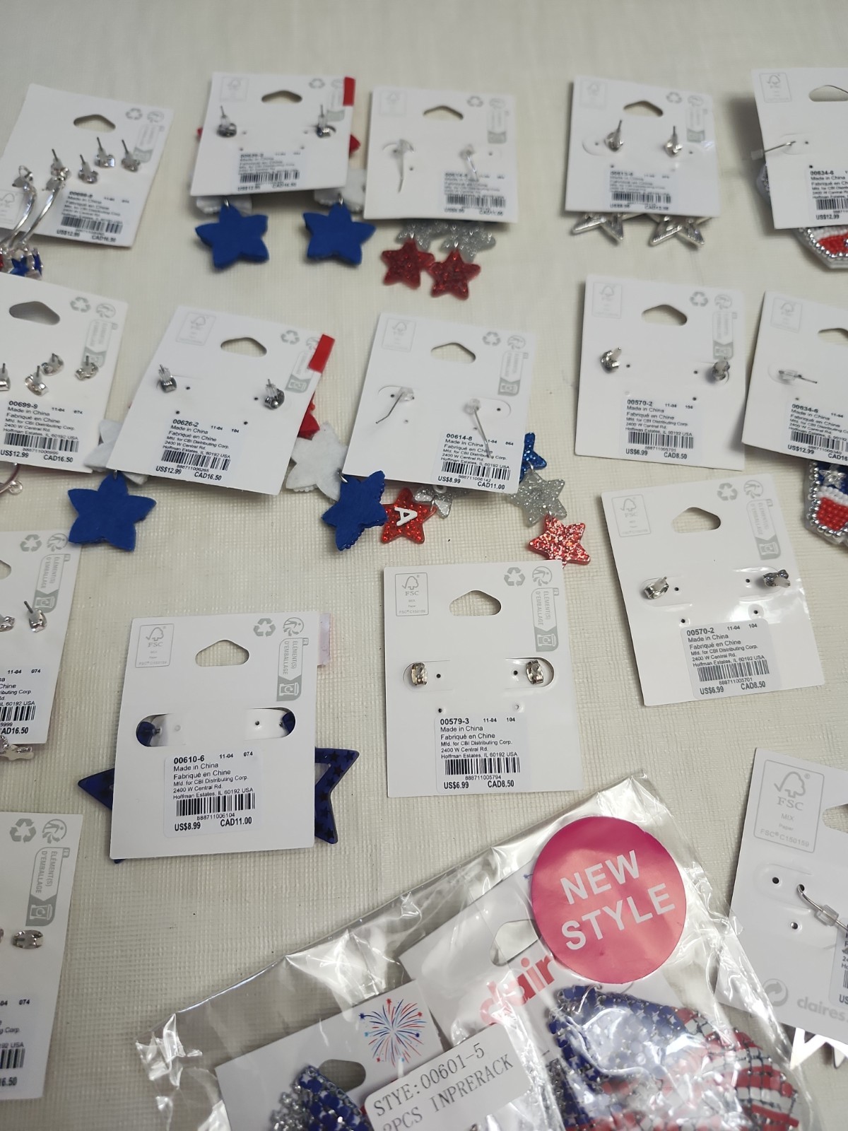 Claire’s Earrings Pierced. LOT OF 18. Fourth Of July Theme.