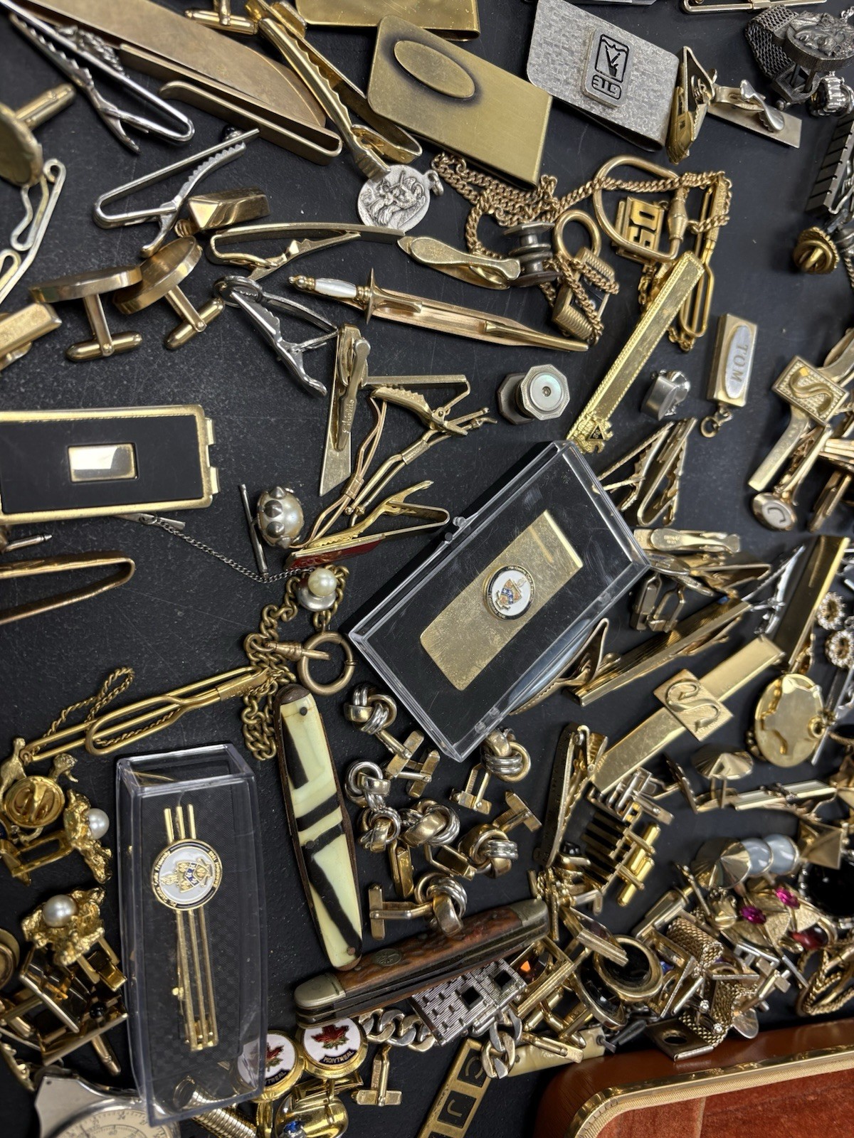 Huge Vintage Men’s Cufflink Pocket Watch & Jewelry etc Lot over 150 PC LOT