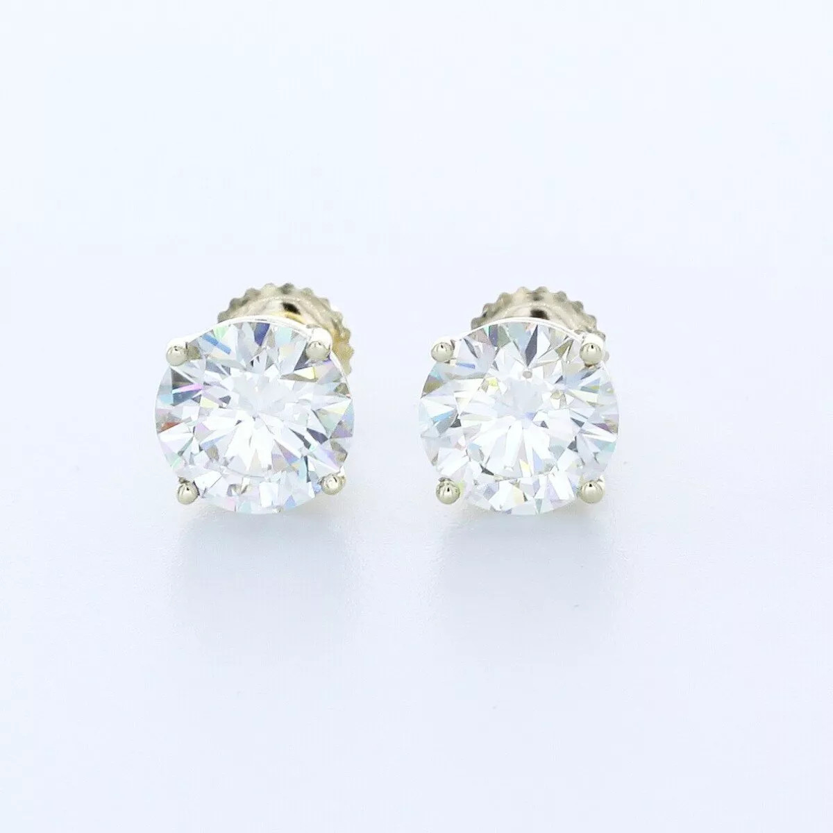 Stud Earrings Classic Solid 14K White Gold 3.76 CT Round Natural Diamond G SI1