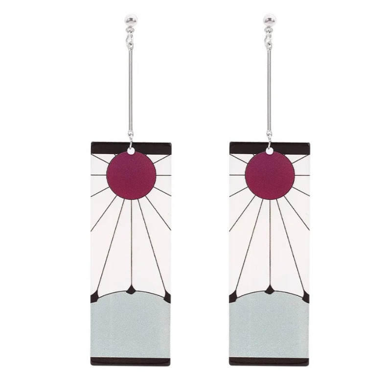 2pcs Anime Demon Slayer Inspired Acrylic Drop Earrings – Stylish Otaku Jewelry