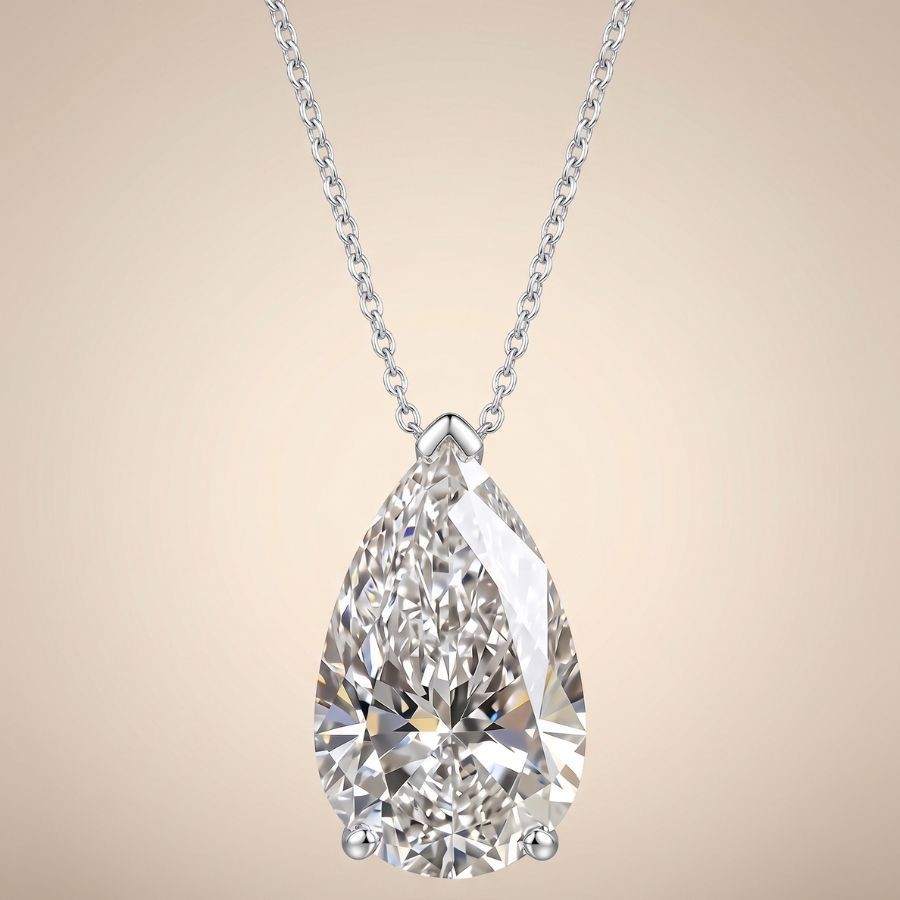 IGI 5.00 Ct Pear Lab Created Grown Diamond Pendant Necklace 14k White Gold