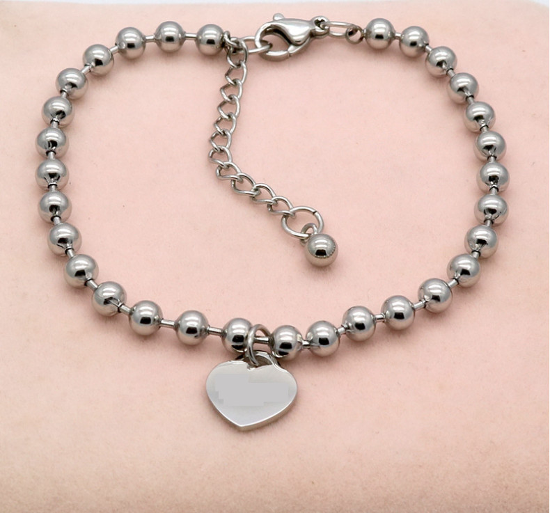 Silver Gold Heart Beads Link Chain Stainless Steel Anklet 7-9″ Adjustable P10
