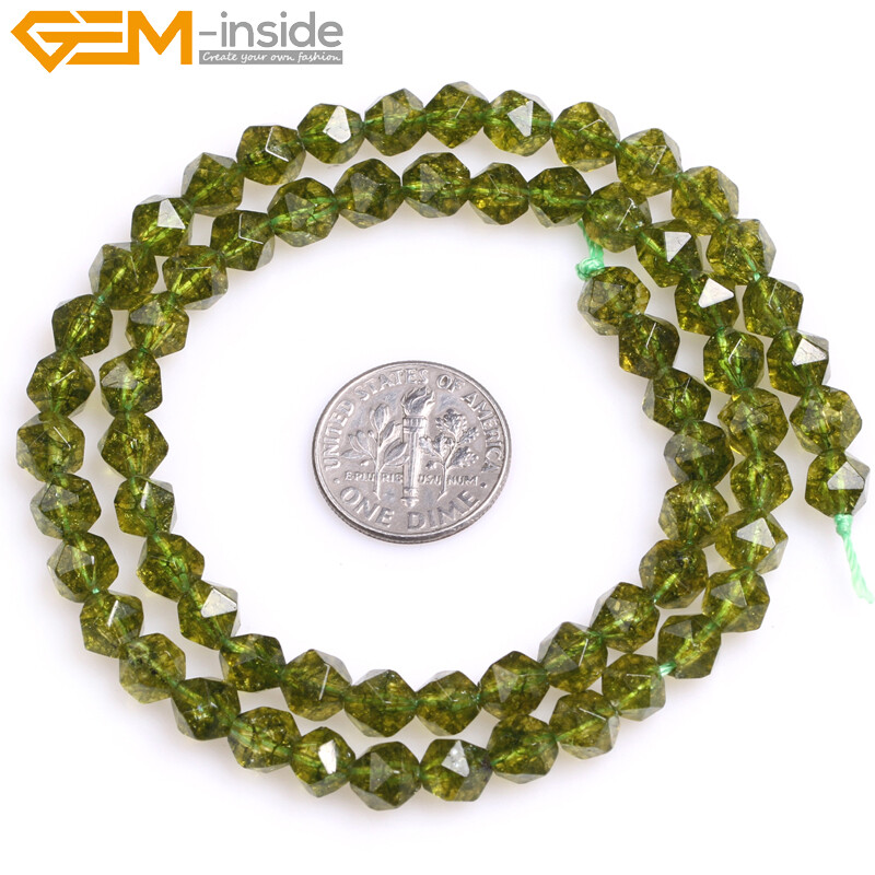 Faceted Gemstone Green Peridot Loose Beads For Jewelry Making Strand 15″In Lots