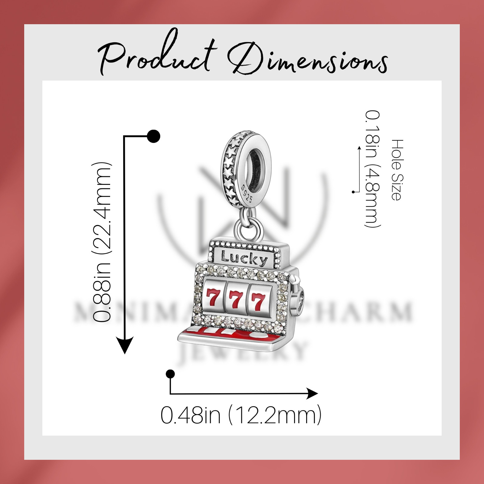 Lucky Shot Machine Dangle Charm, 777 Lucky Machine Charm, Women Gift Charm