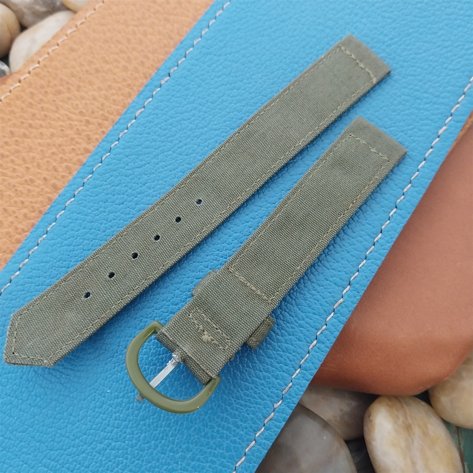 5/8″ OD Green Poplin Canvas Military-Type nos Unused 1940s Vintage Watch Band