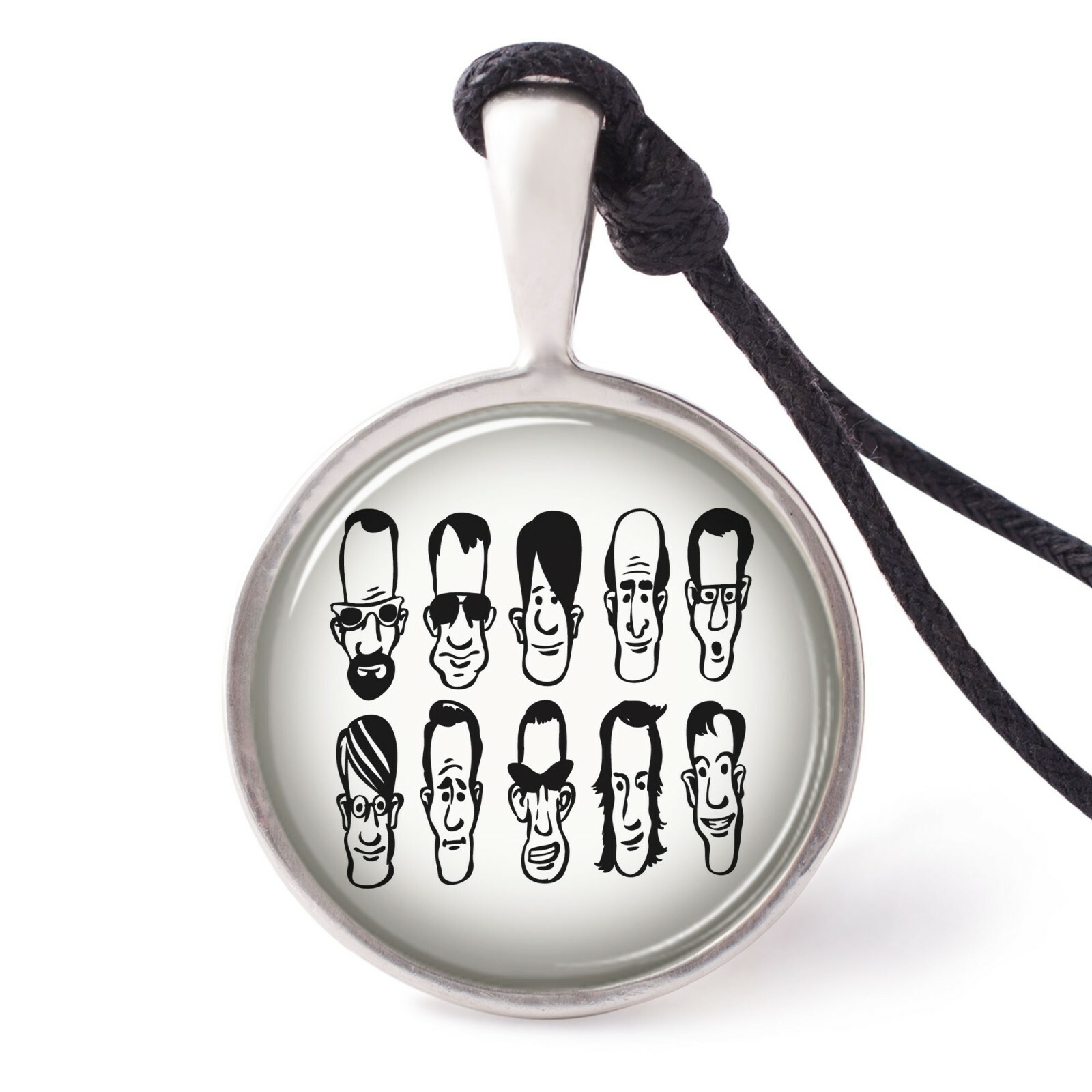 Cartoon Oblong Faces Necklace Pendants Pewter Silver Jewelry JNP
