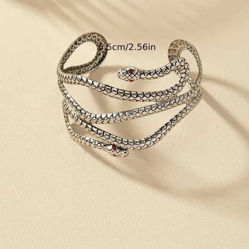 Elegant Unique 925 Sterling Silver Charm Cobra Snake Design Bracelet Bangle Cuff
