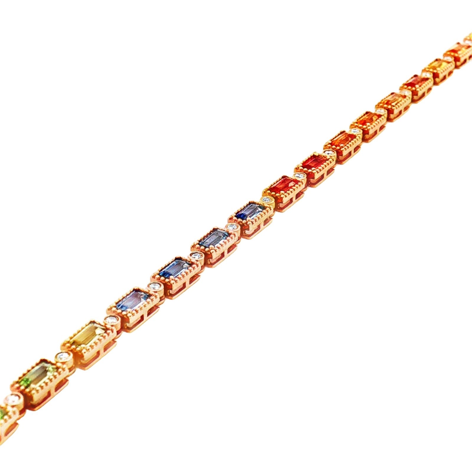18K Rose Gold Natural Diamond And Sapphire Bracelet HX0037