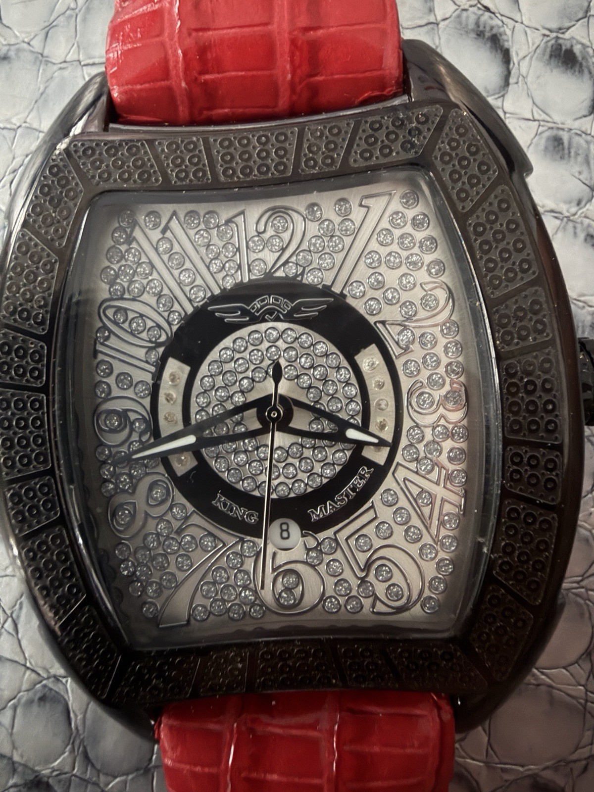 King Master Rounded Burgundy Reptile Diamond Watch