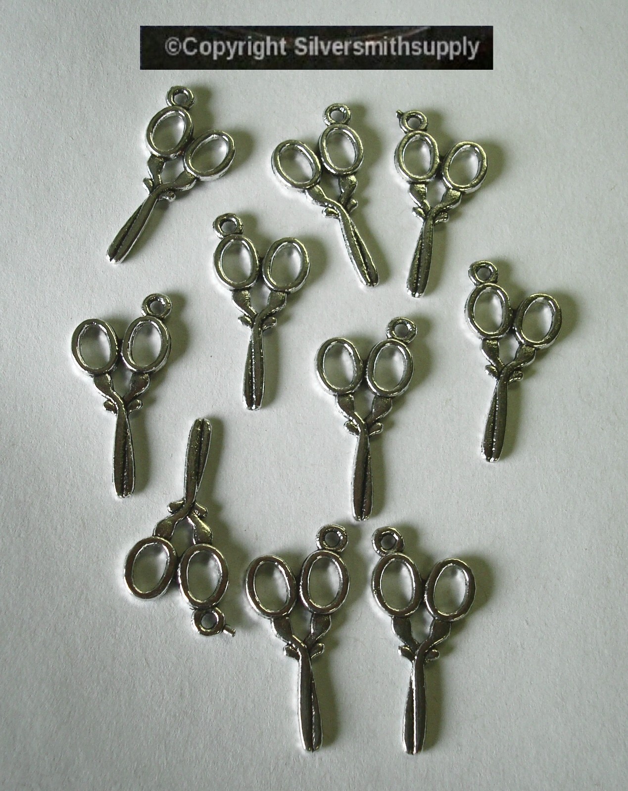 SCISSORS pendants charms antique silver plated Zinc earring findings 10pc FPS157