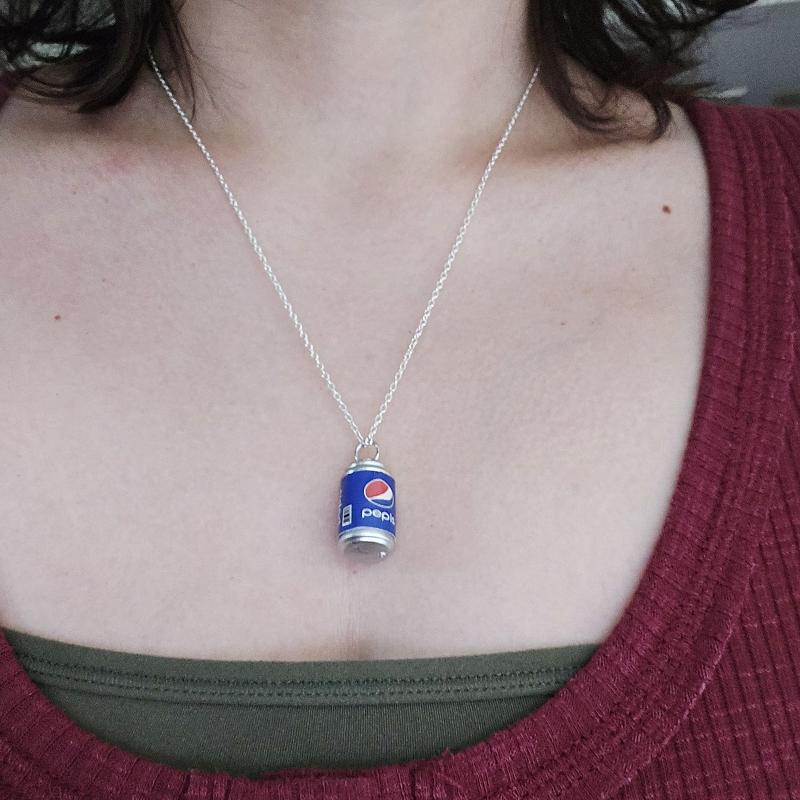 Dainty Silver Pepsi Pepis Necklace