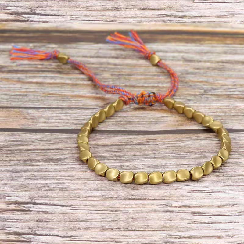 Tibetan Copper Bead Bracelet for Good Luck and Wealth Healing Jewelry Men Women