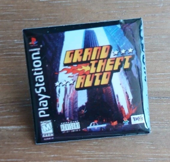 Grand Theft Auto GTA PS1 Black Label Custom ENAMEL PIN 2001 Sony PlayStation