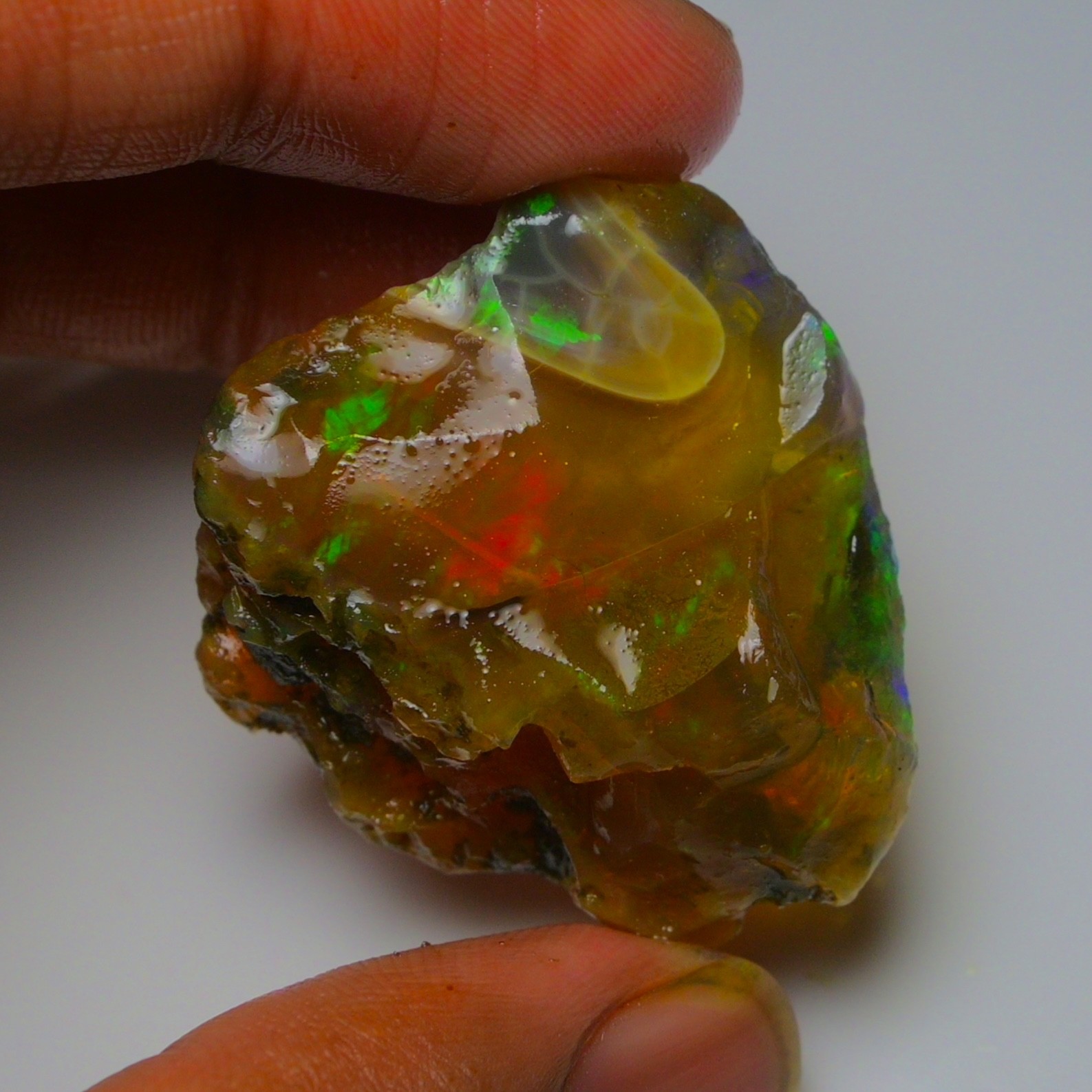 Ethiopian Oil Opal Specimen 99.20 cts Natural Rough Gemstone – Fire Opal Roug