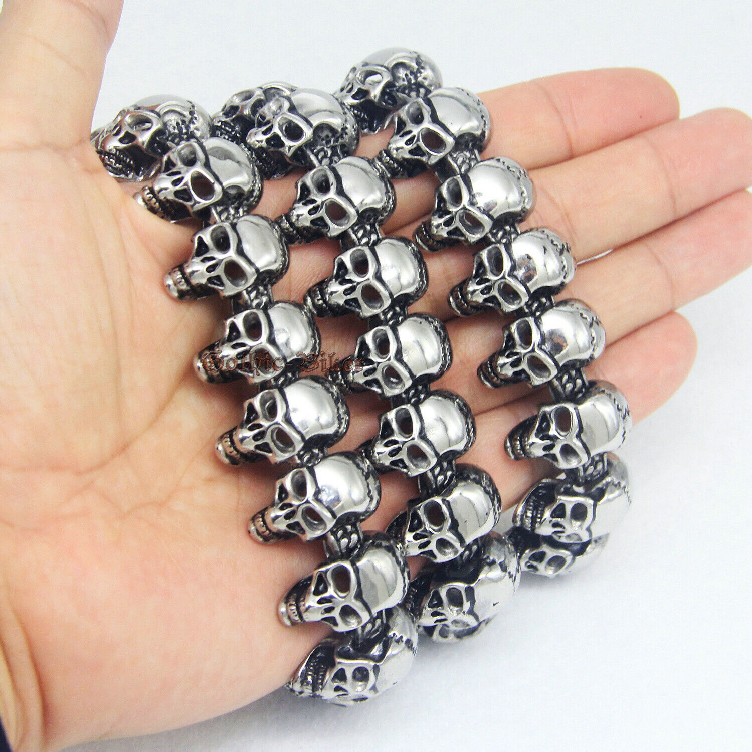 18-30″ Inch Heavy Chunky Skull Head Stainless Steel Chain Necklace Mens Bracelet