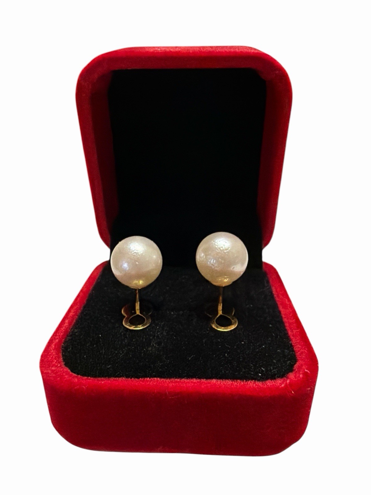 Authentic 10.6mm – 10.7mm South Sea Pearl White Stud Earrings 14k Gold Pawnable