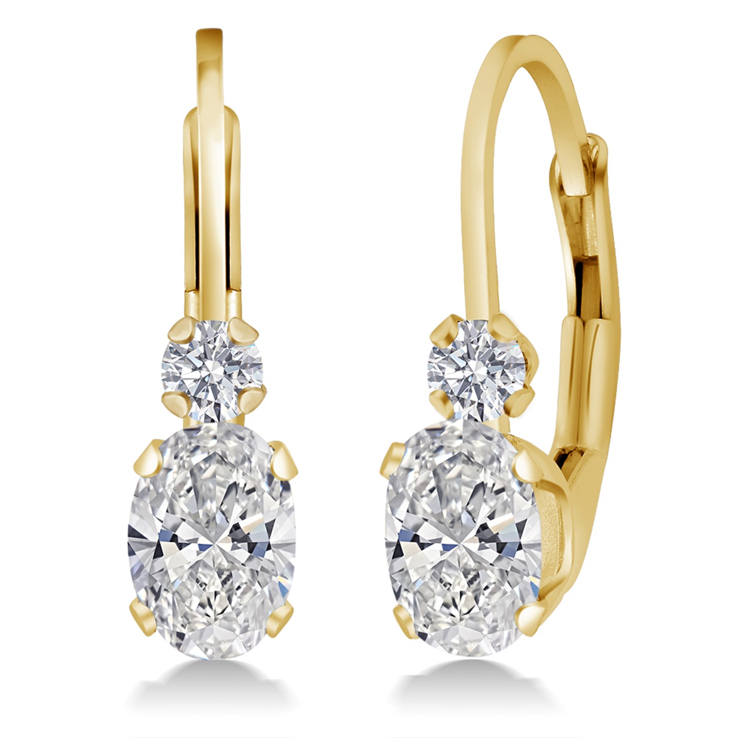 14K Gold White Lab Grown Diamond Leverback Earrings For Women | 0.86 Cttw |