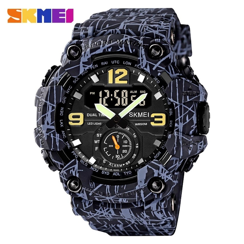 SKMEI Men Watch Shockproof Wristwatch Military Army Green Sport Digital Watches