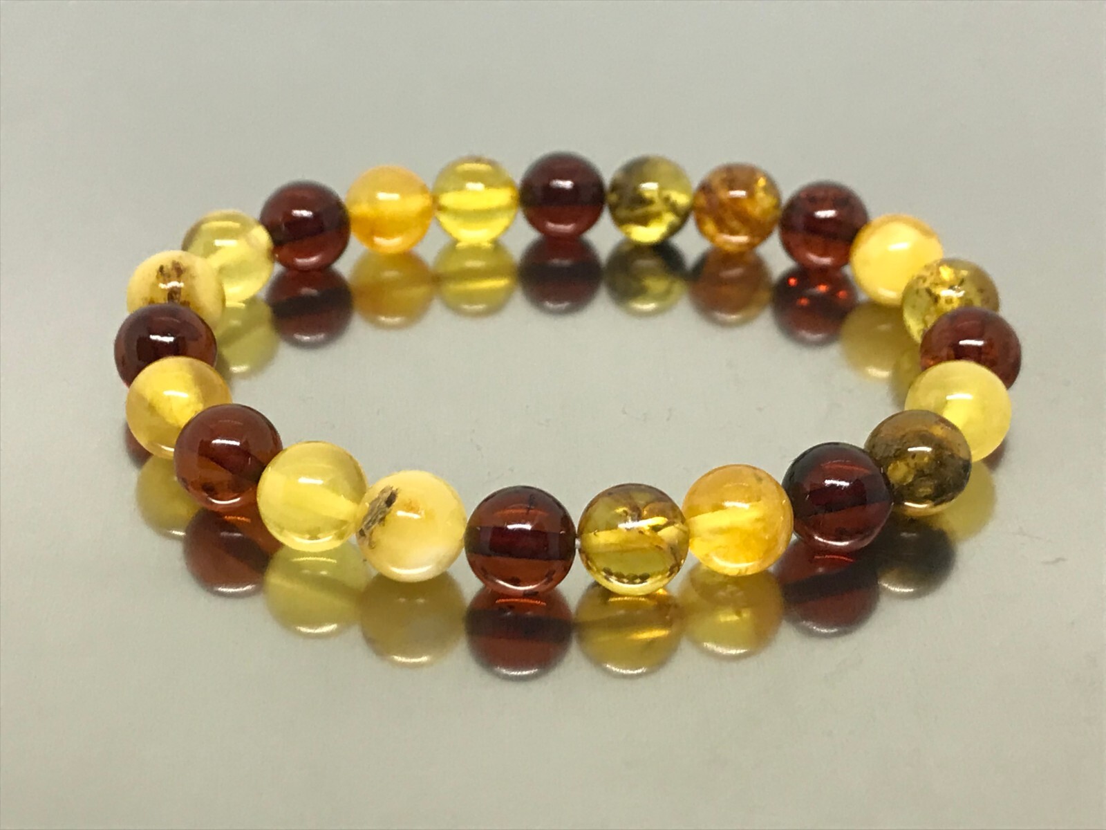 Amber Bracelet Gift Round Beads Natural BALTIC Colorful Genuine Bead 6,7g 18437