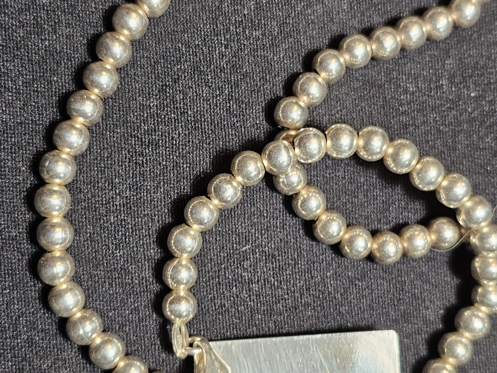 Italian Beaded Chain Little Boy Child Square Necklace & Pendant Silver .925 Y2k