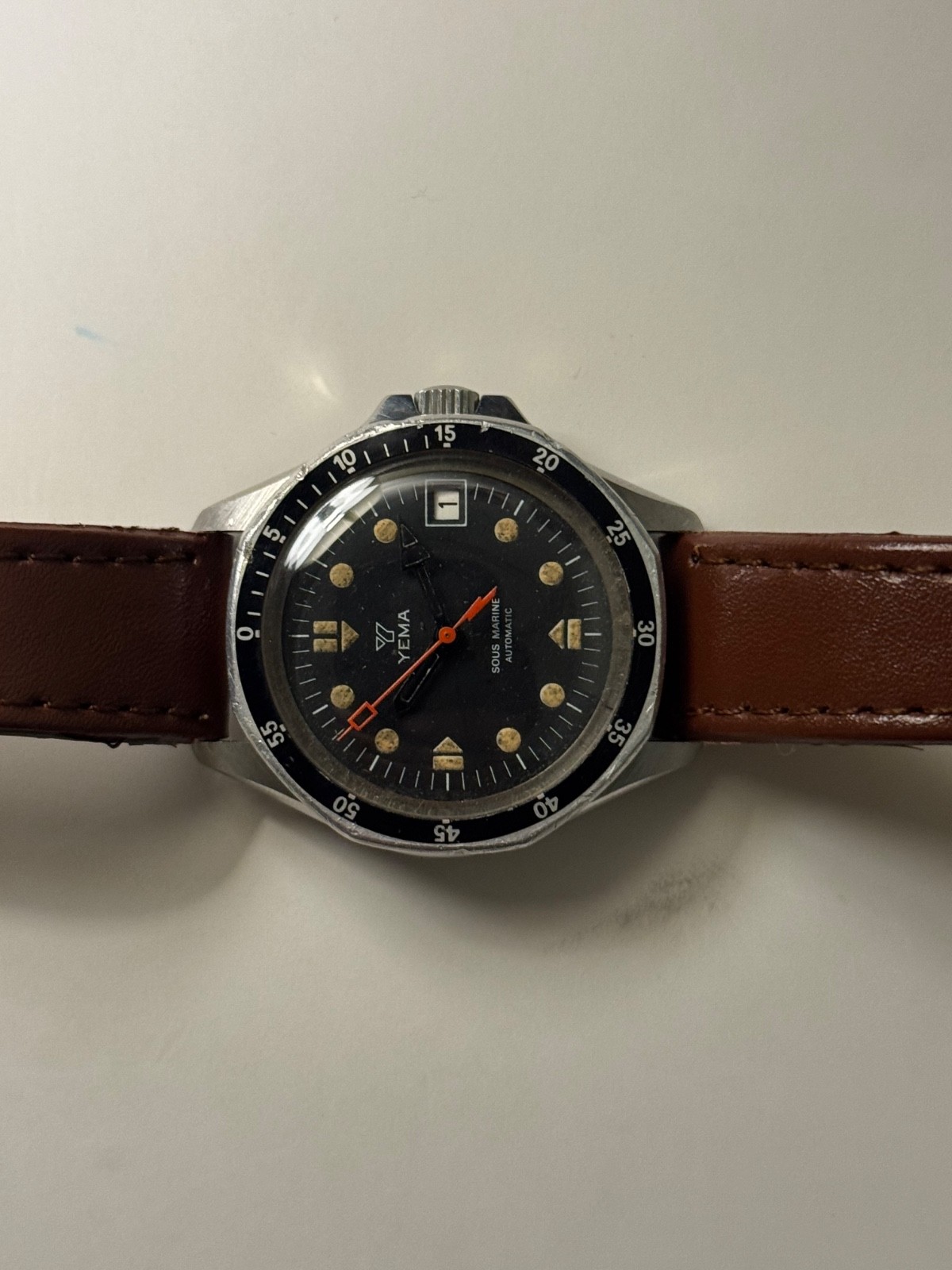 Yema Sous Marine | Automatic Date Divers Watch | Matte Black Dial | ca. 1975