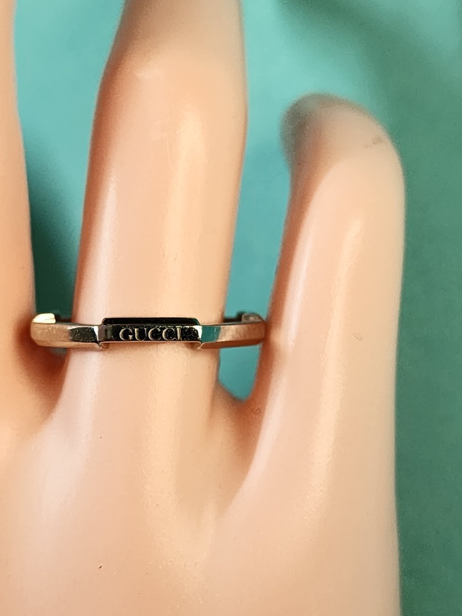 GUCCI PLATINUM LINK TO LOVE WEDDING BAND RING SIZE 7.5