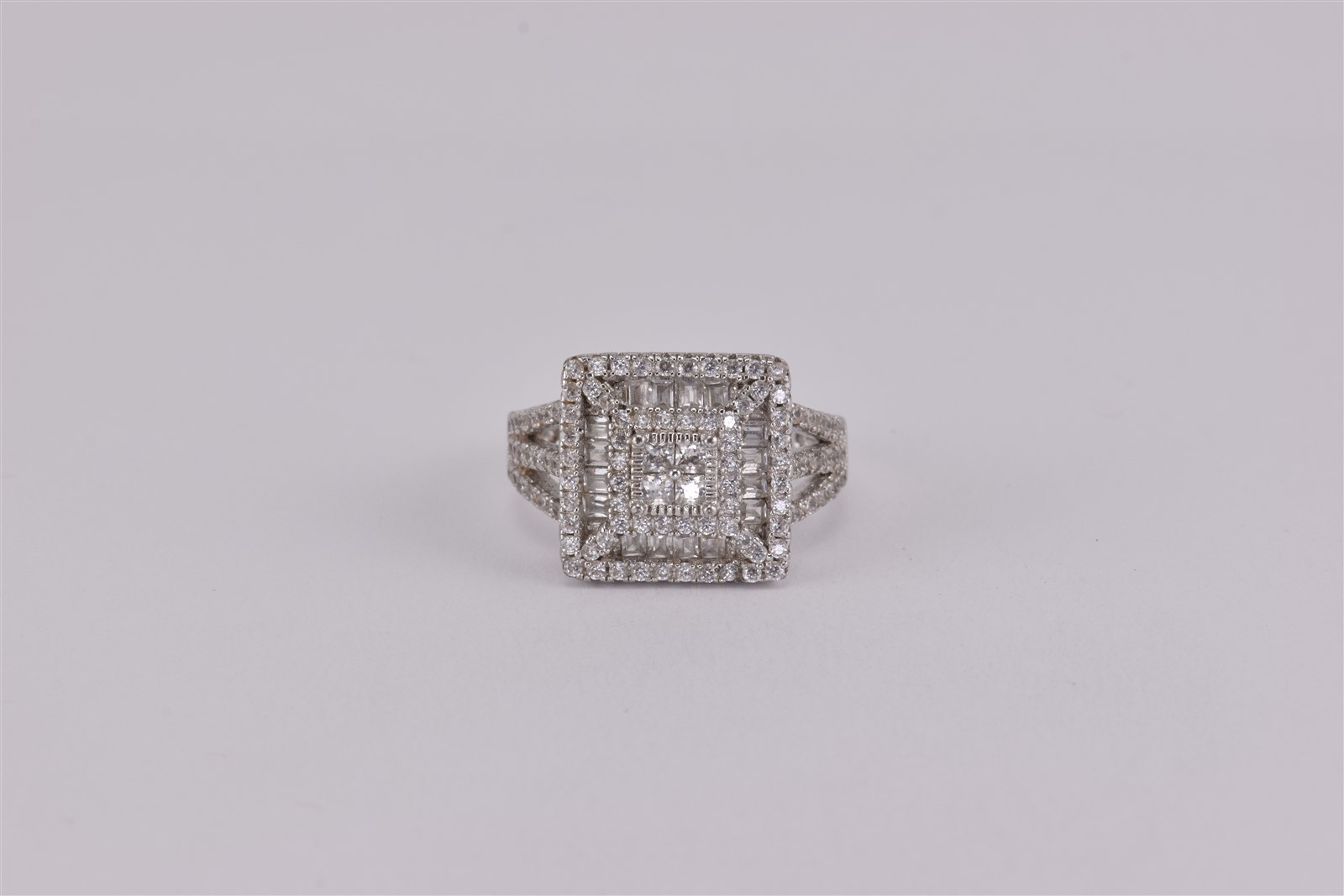 Fuzion Creation FZN Sterling Silver Cubic Zirconia Halo Band Ring 925 Sz: 8