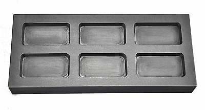 6-Cavity 1/2 Oz Troy Silver Rect Graphite Ingot Mold Melting Refining Cast Metal