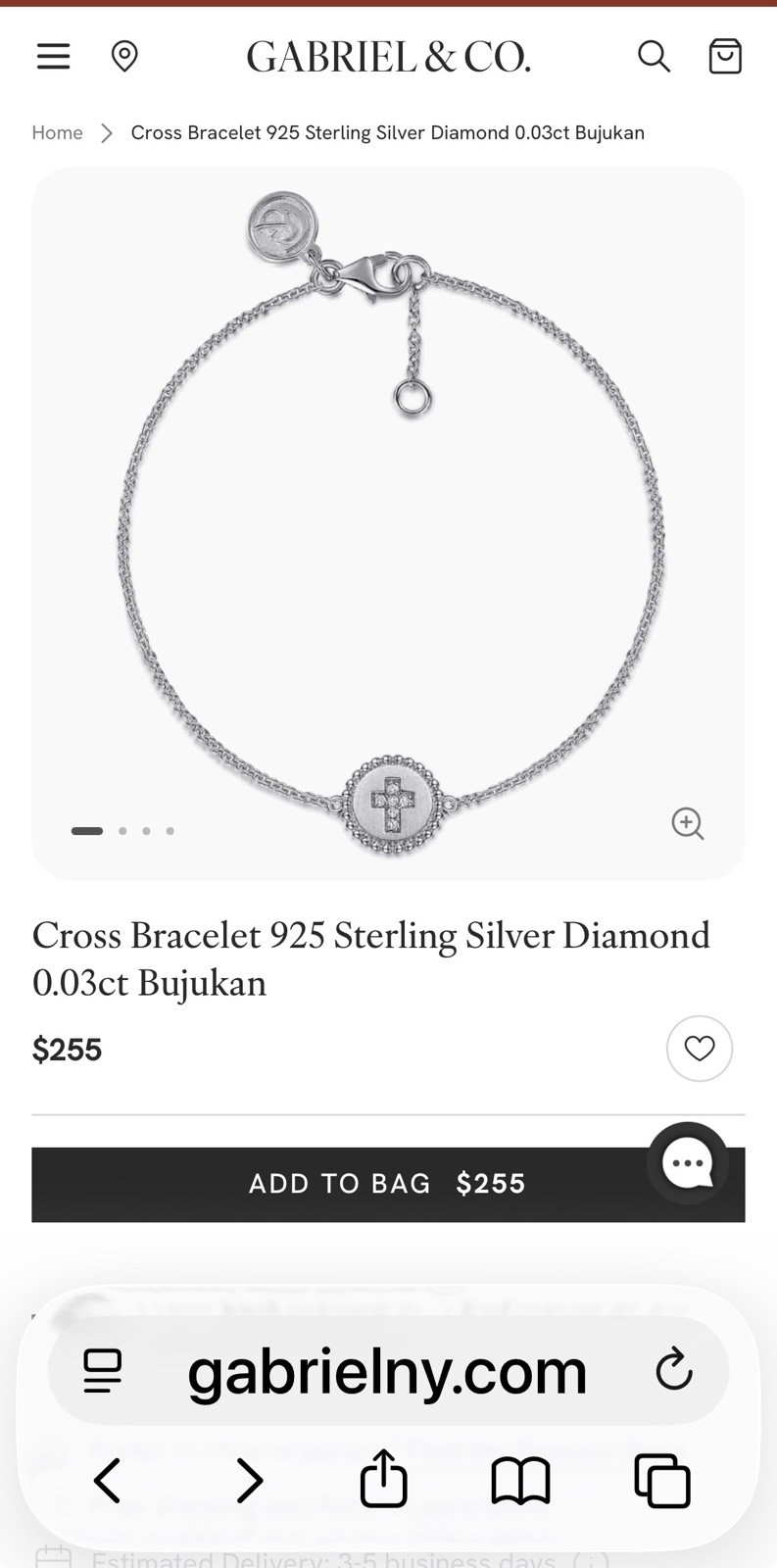 NEW Gabriel & Co Cross Bracelet 925 Sterling Silver Diamond .03ct Bujukan NIB NY