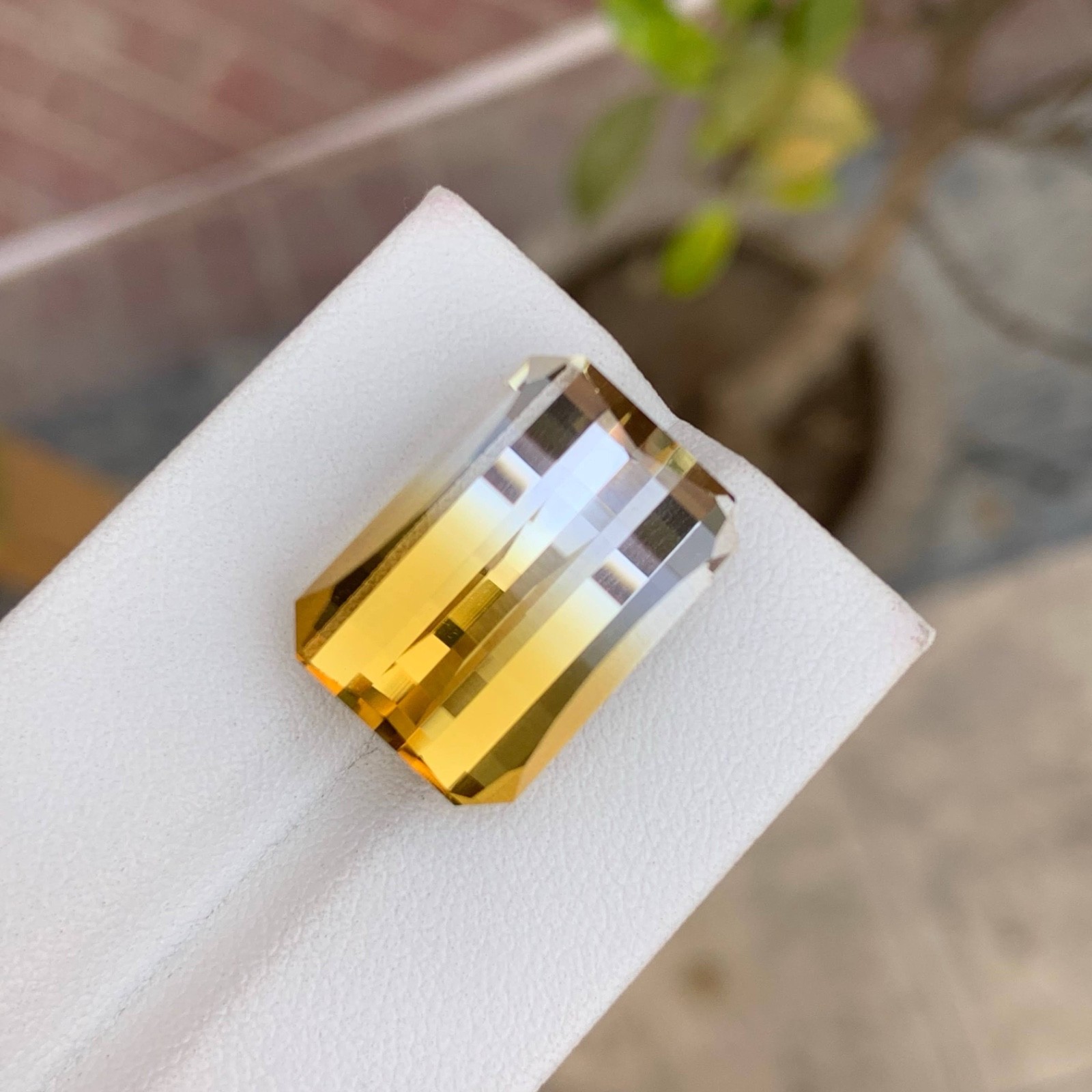 18.60 Carats Natural Bicolor Citrine Stone Pixel Bar Cut Brazilian Gemstone