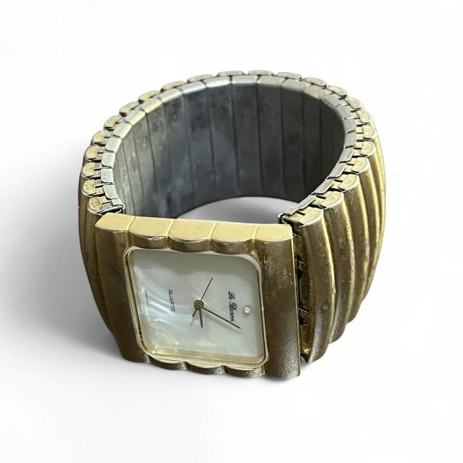 Gold Tone Vintage Watch Stretch Band Classic Retro Unisex Wristwatch