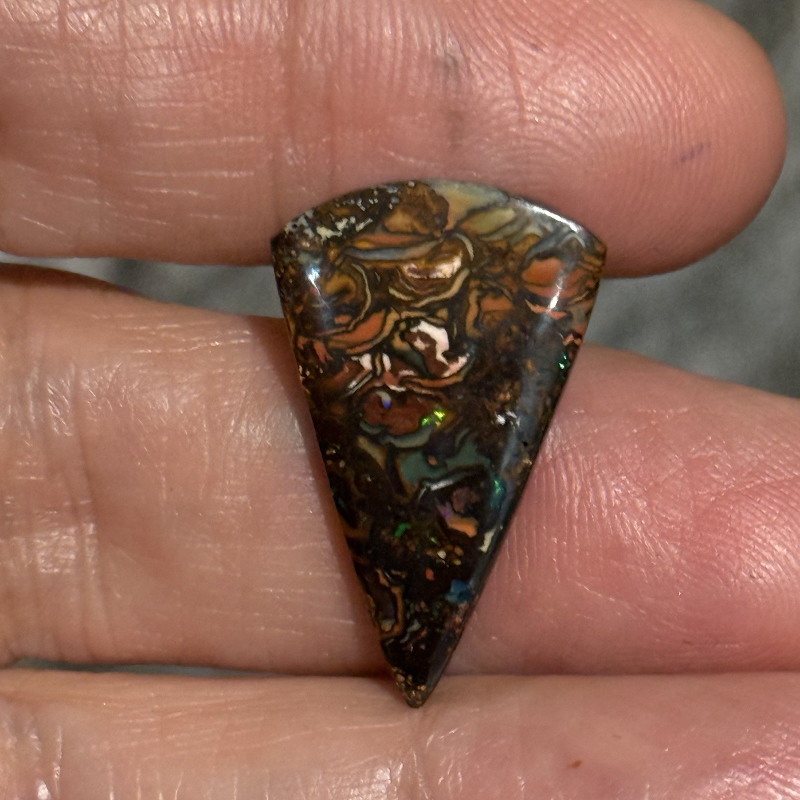 11ct 25×15.8×3.7mm Colorful Australian Koroit Boulder Opal Drop Cabochon Gem