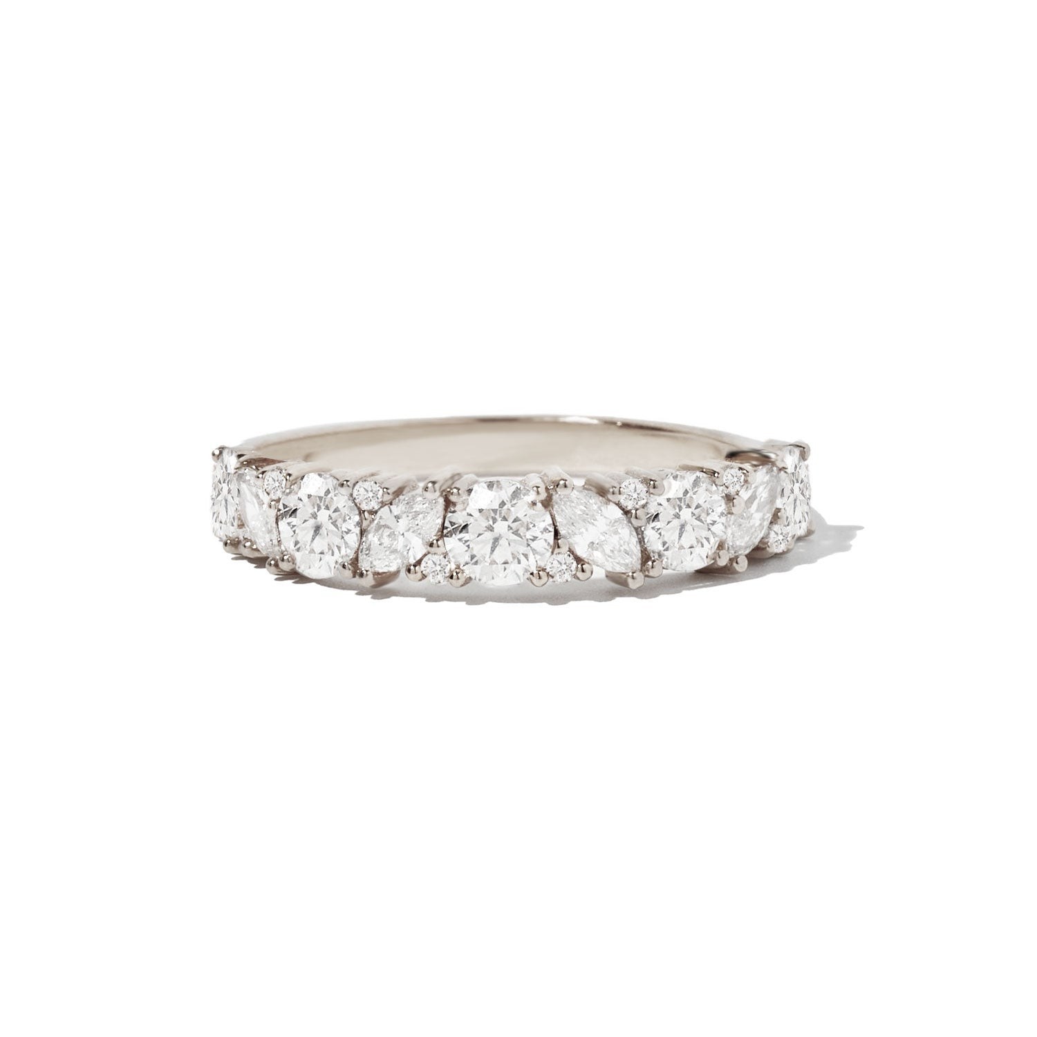 1.09 CT Round & Marquise Cut VVS1 Moissanite Wedding Band 14K Yellow Gold Plated