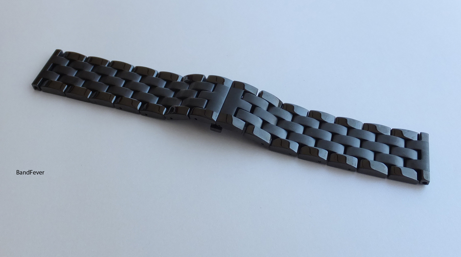 18mm Black SOLID Butterfly Clasp Buckle PVD Stainless Steel Watch Band Bracelet