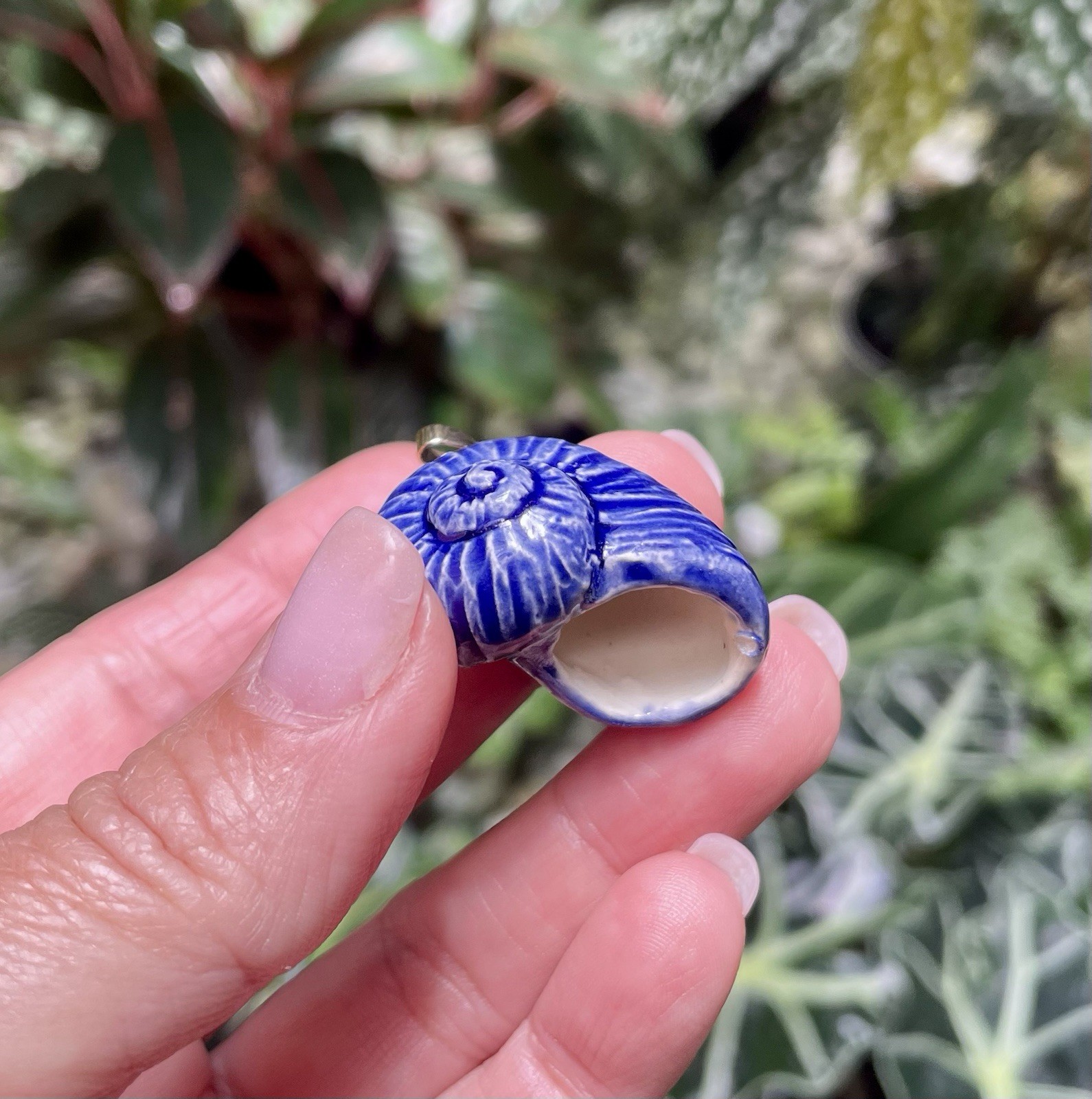 Handmade Ceramic Pendant Jewelry. Unique piece. Indigo