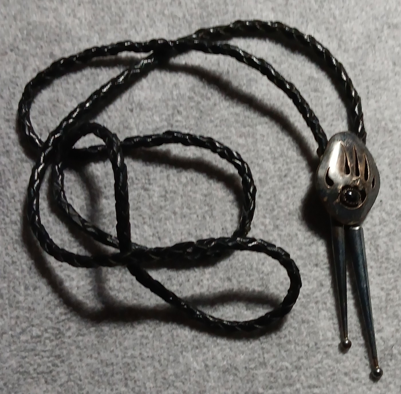 Men’s Western Bolo Tie Black Leather Cord Metal Oval Slide Adjustable