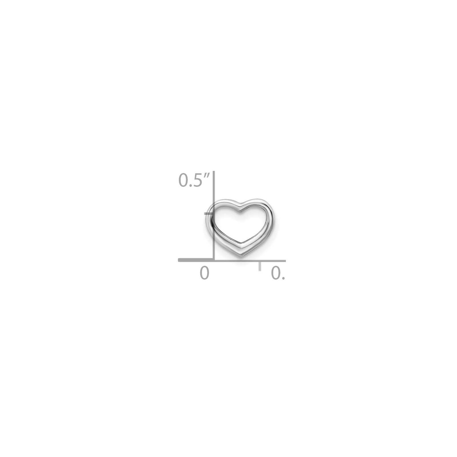 14k White Gold Open Heart Pendant Charm Polished Love Symbol 12.2mm