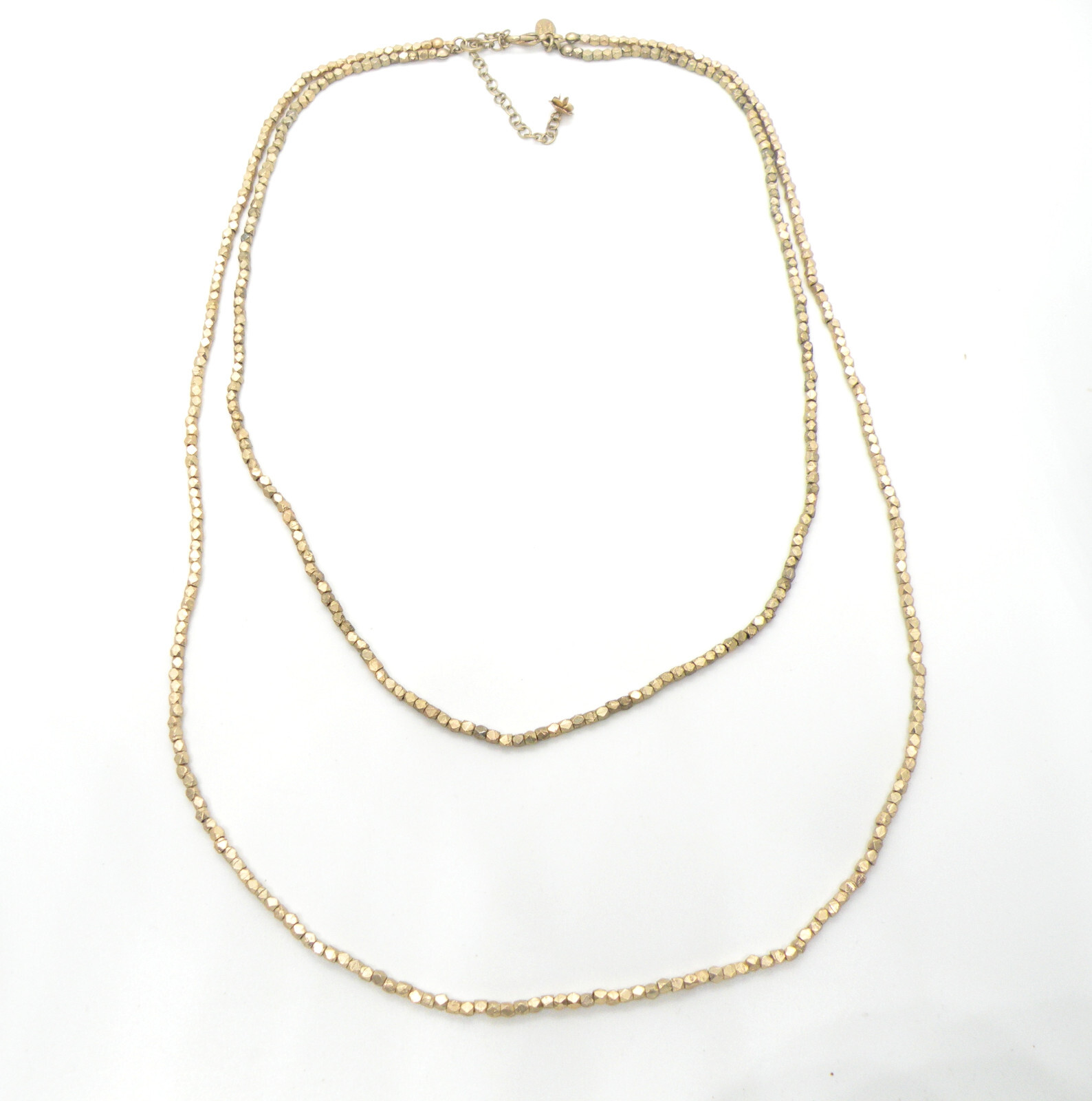Lydell NYC Signed Hammered Nugget Ball Beaded Layered Gold Tone Necklace