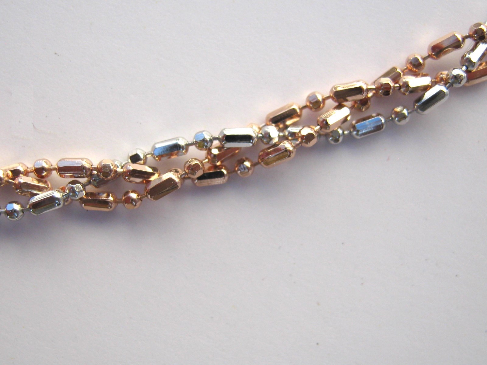 Italy Sterling Silver .925 & 14k Rose Gold Plated Bracelet 9″, Adjustable Extend