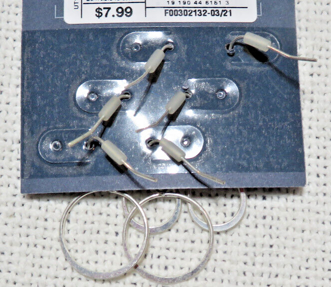 Universal Thread Goods Co 3 Pair Nickel Free Earrings Pierced Hoops