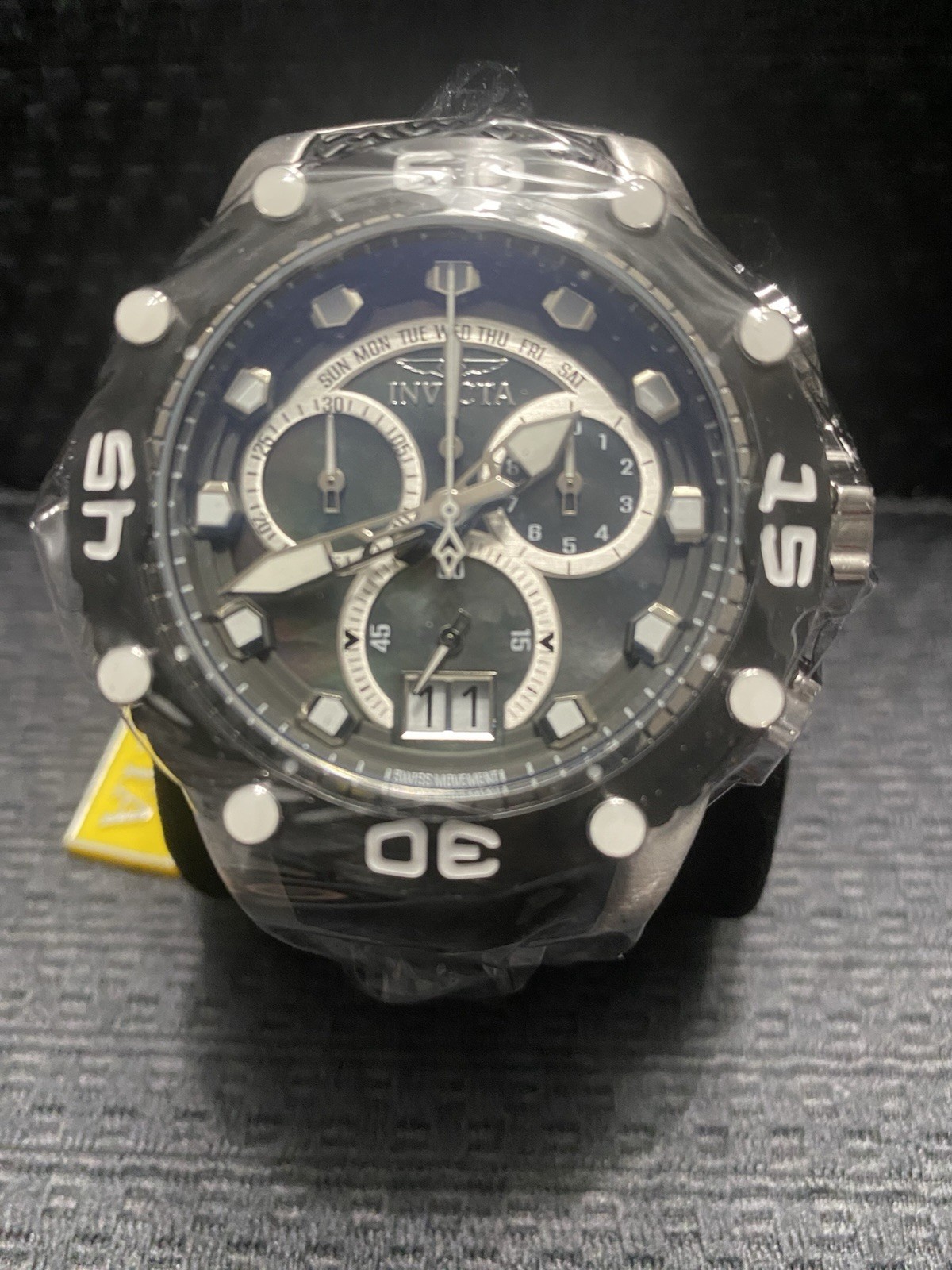Invicta 48.5mm Subaqua Noma Vlll Swiss Quartz, Black Mop Dial Watch, Model#47291