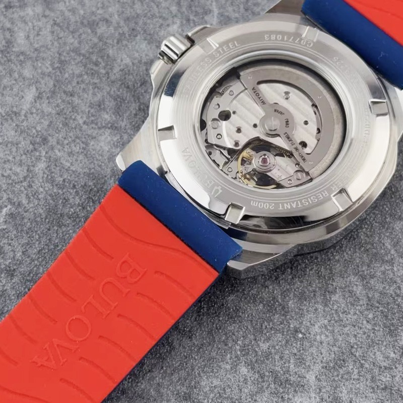 Bulova Marine Star 98A225 Automatic Men’s Watch White Dial Blue Rubber Strap