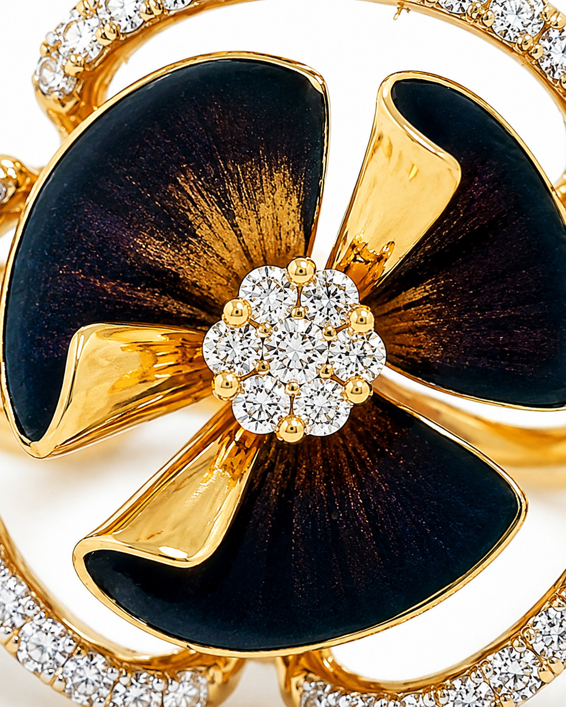 Natural Diamond Flora Ring – 14KT Yellow Gold Heirloom Jewelry