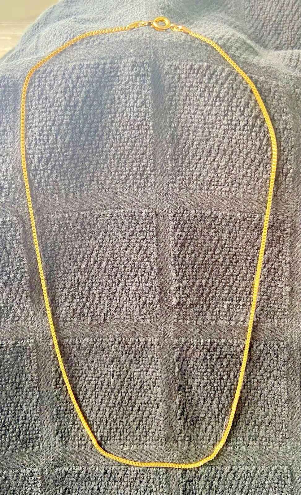 Vintage Gold Tone Box Chain Venetian Link Necklace 20” Unmarked Spring O Clasp
