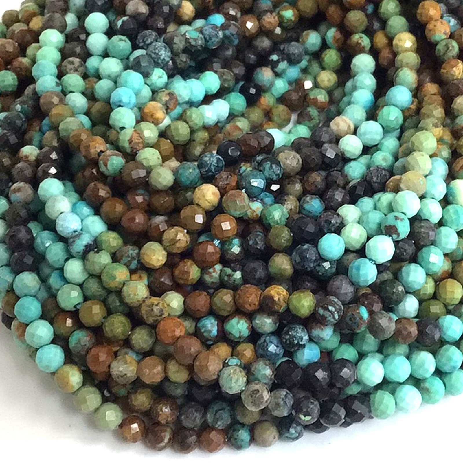 4mm Grade AAA Genuine Natural Turquoise Brown Blue Green Faceted Round Bead 15″