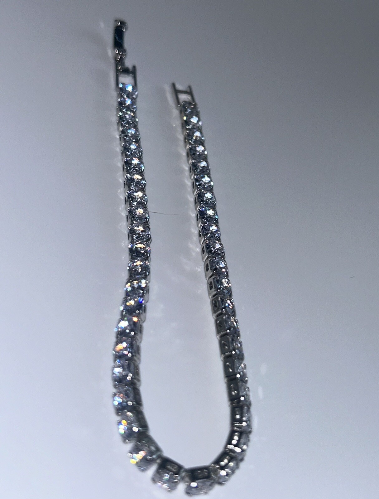 Round Cut Moissanite Silver bracelet